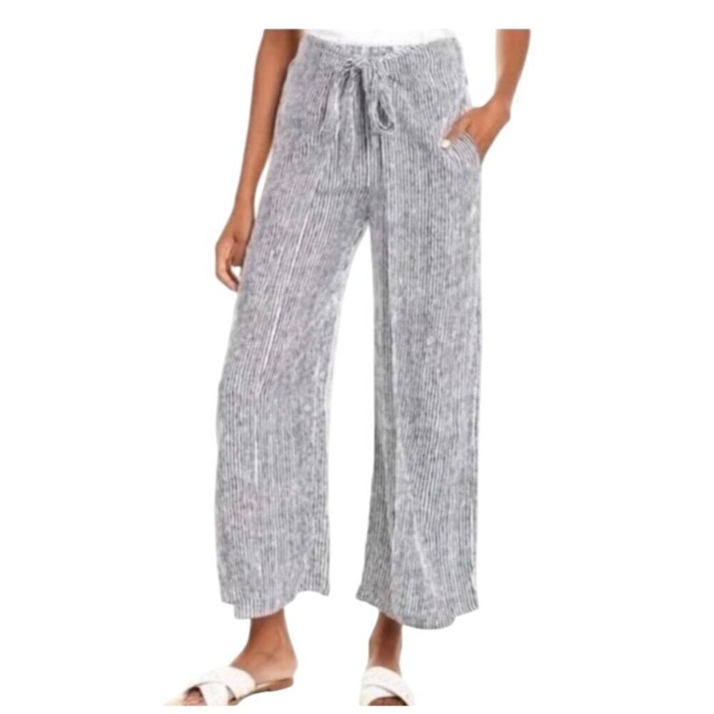 J. McLaughlin Bondi wide leg wrap tie waist beach pants size S nautical stripe